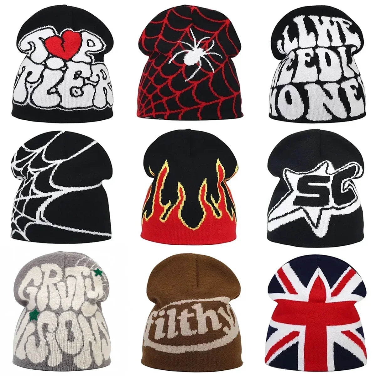 Y2K Letter Beanie Cap