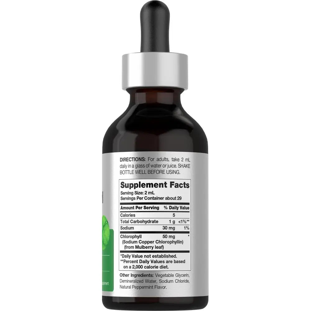 Horbäach Liquid Chlorophyll Drops | 2 Oz | Vegan, Non-Gmo, and Gluten Free Formula | Natural Peppermint Flavor